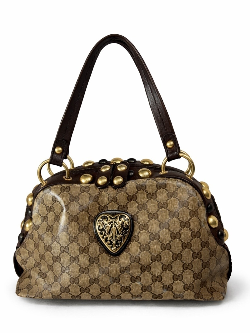 Gucci GG Crystal Canvas Large Babouska Crest Dome Bag